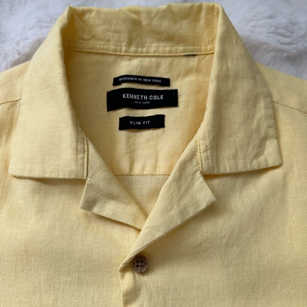 Kenneth Cole New York Man’s Linen+Cotton Casual Button Down Shirt-M - Picture 2 of 8